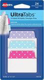 Multiuse Ultra Tabs, 2" X 1.5", 2-Side Writable, Assorted Pastel Dots, 24 Repositionable Tabs (74773)