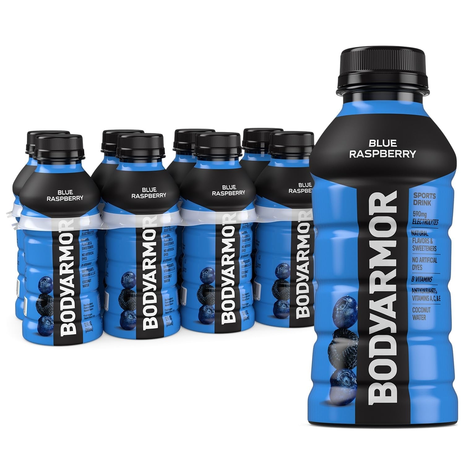 Sports Drink Sports Beverage, Blue Raspberry, Natural Flavors with Vitamins, Potassium-Packed Electrolytes, No Preservatives, Perfect for Athletes, 12 Ounce (Pack of 8)
