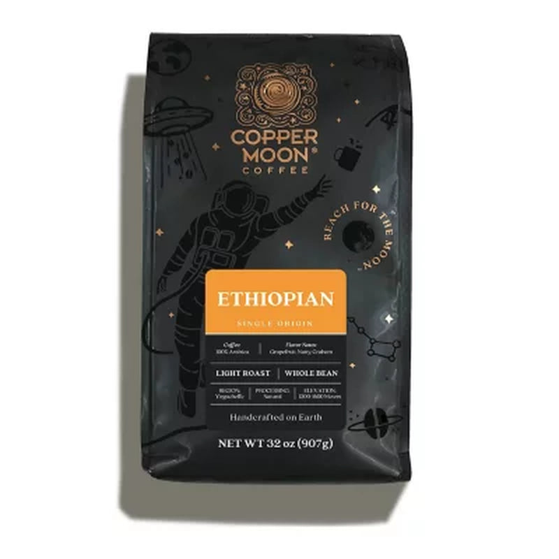 Copper Moon Light Roast Whole Bean Coffee, Ethiopian Blend, 32 Oz.