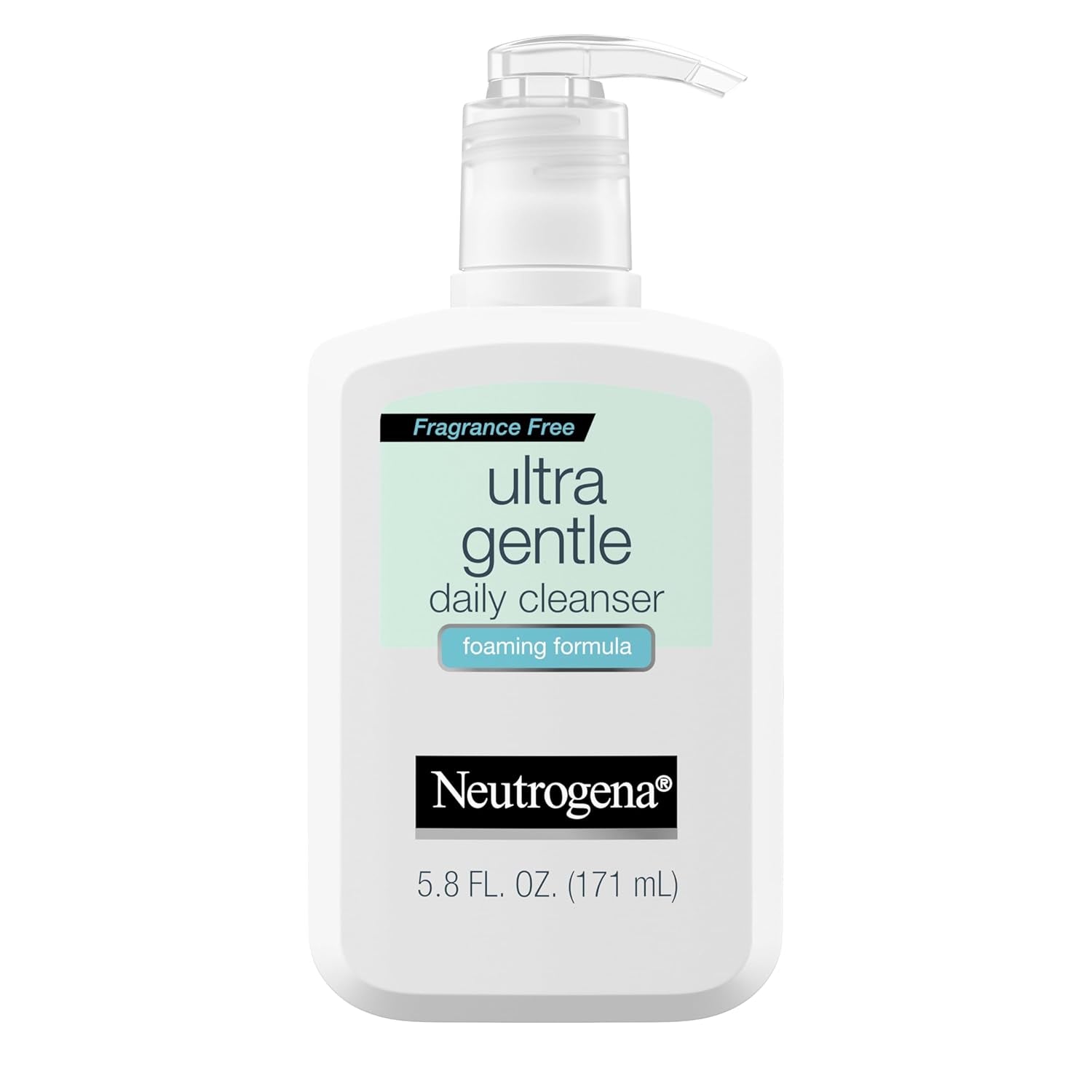 Fragrance Free Ultra Gentle Foaming Daily Cleanser, Hydrating Face Wash for Sensitive Skin, Removes Makeup & Gently Cleanses without over Drying, Hypoallergenic, 5.8 Fl. Oz