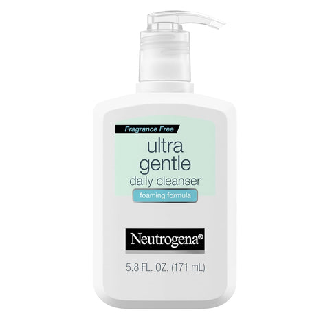Fragrance Free Ultra Gentle Foaming Daily Cleanser, Hydrating Face Wash for Sensitive Skin, Removes Makeup & Gently Cleanses without over Drying, Hypoallergenic, 5.8 Fl. Oz