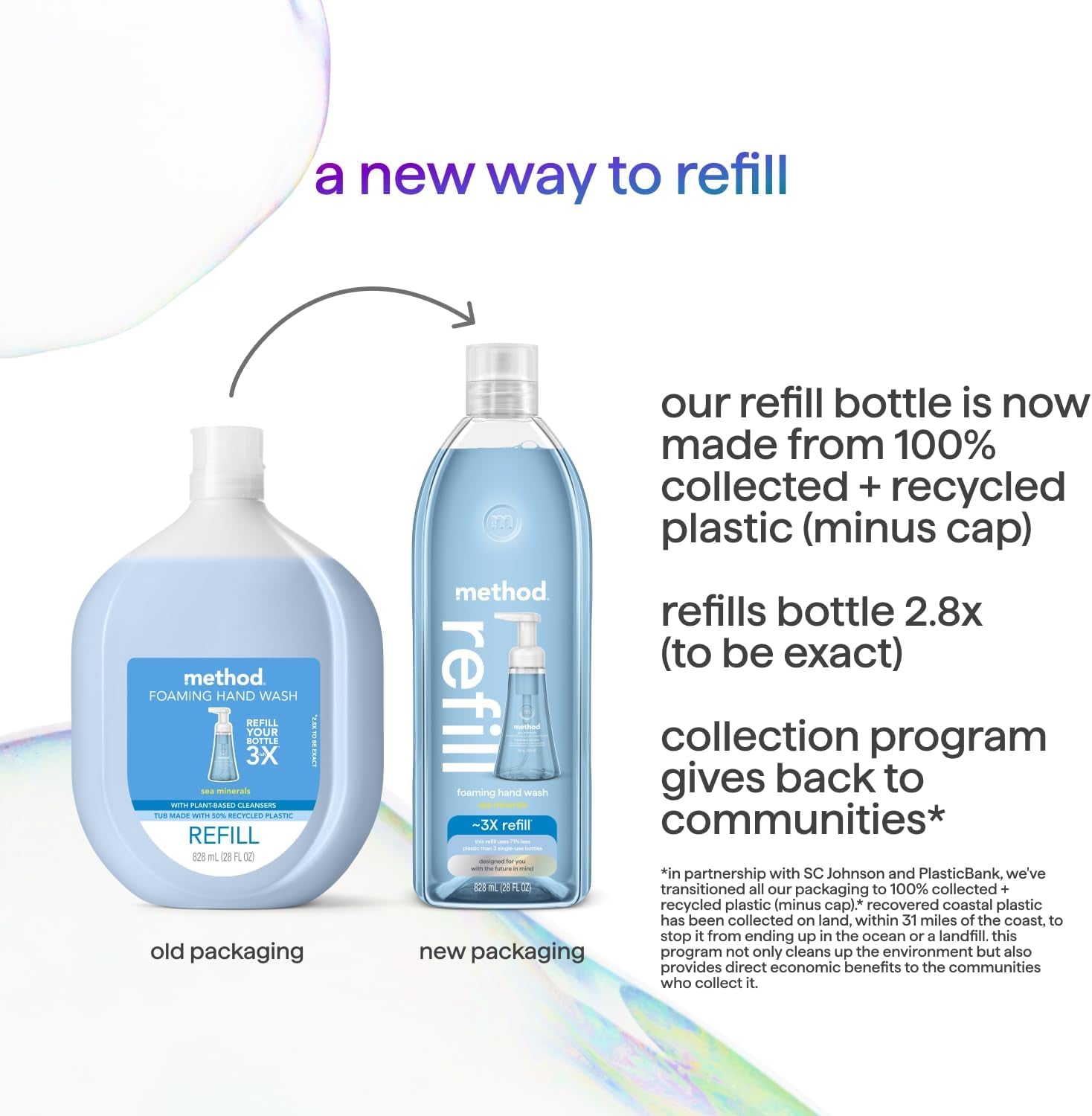 Foaming Hand Soap Refill, Sea Minerals, Recyclable Bottle, Biodegradable Formula, 28 Oz, (Pack of 1) (Packaging May Vary)