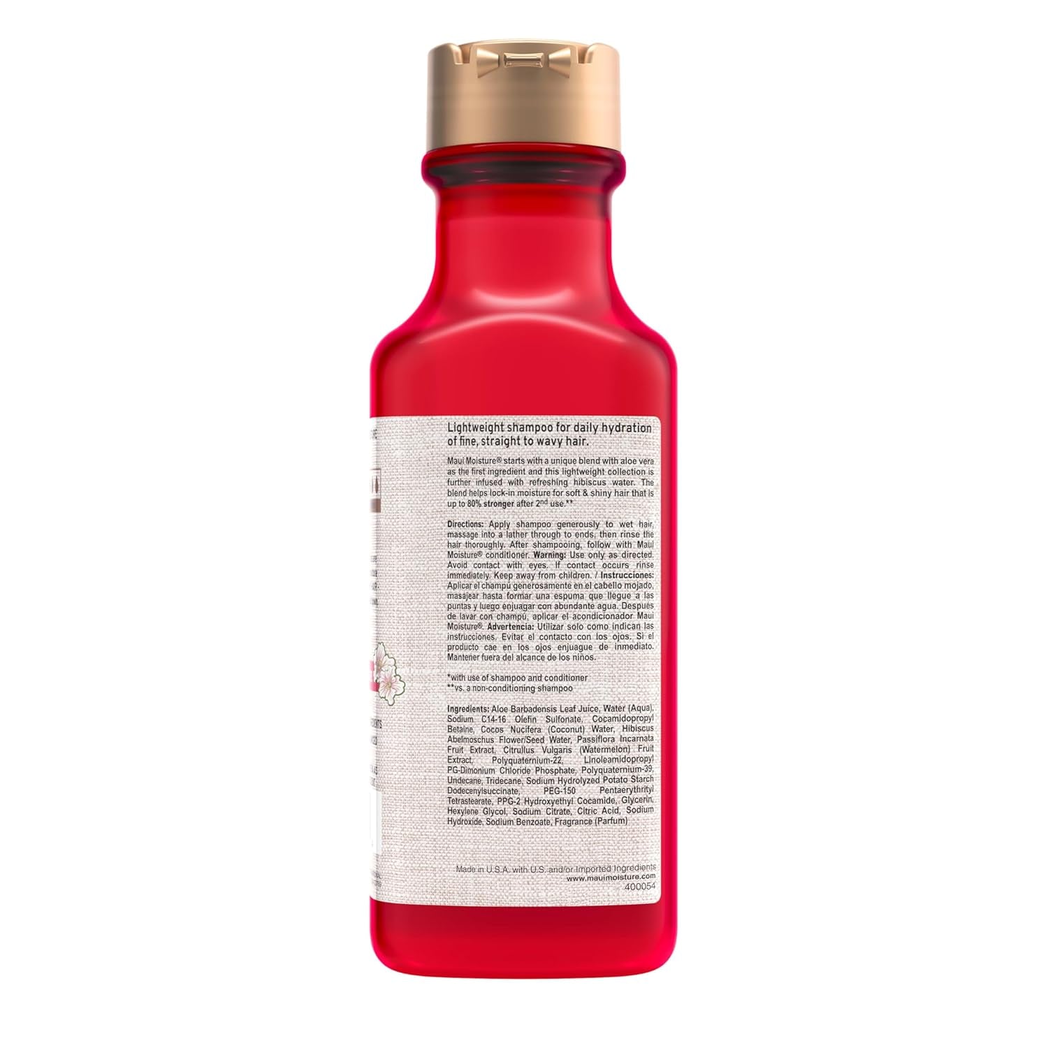 Lightweight Hydration + Hibiscus Water Shampoo, Moisturizing Aloe Vera Shampoo Softens Curly Hair, Vegan & Sulfate-Free Surfactants, 13 Fl Oz