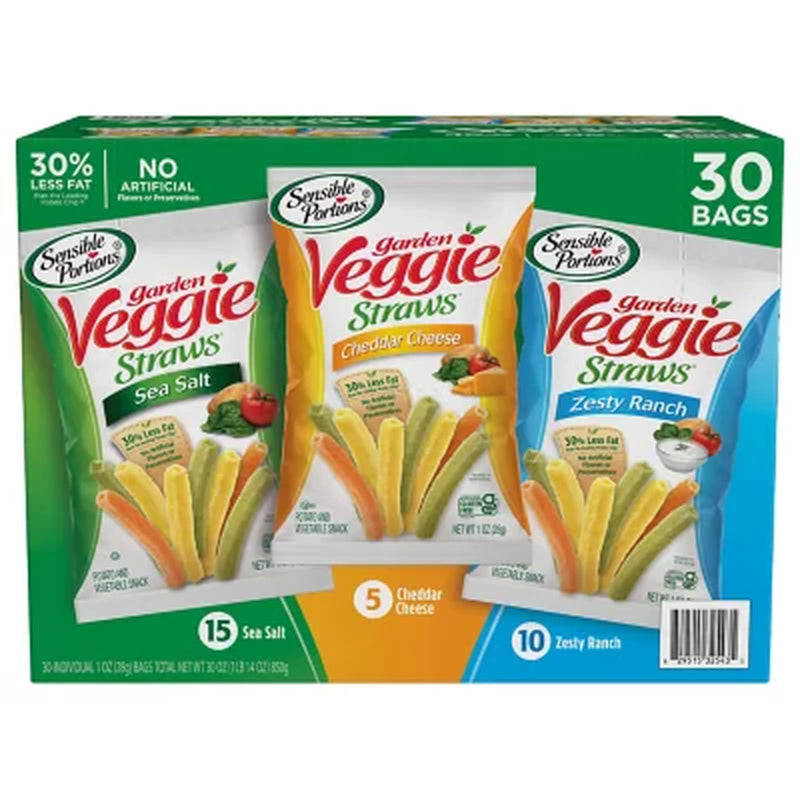 Sensible Portions Garden Veggie Straw, Variety Pack, 30 Pk.