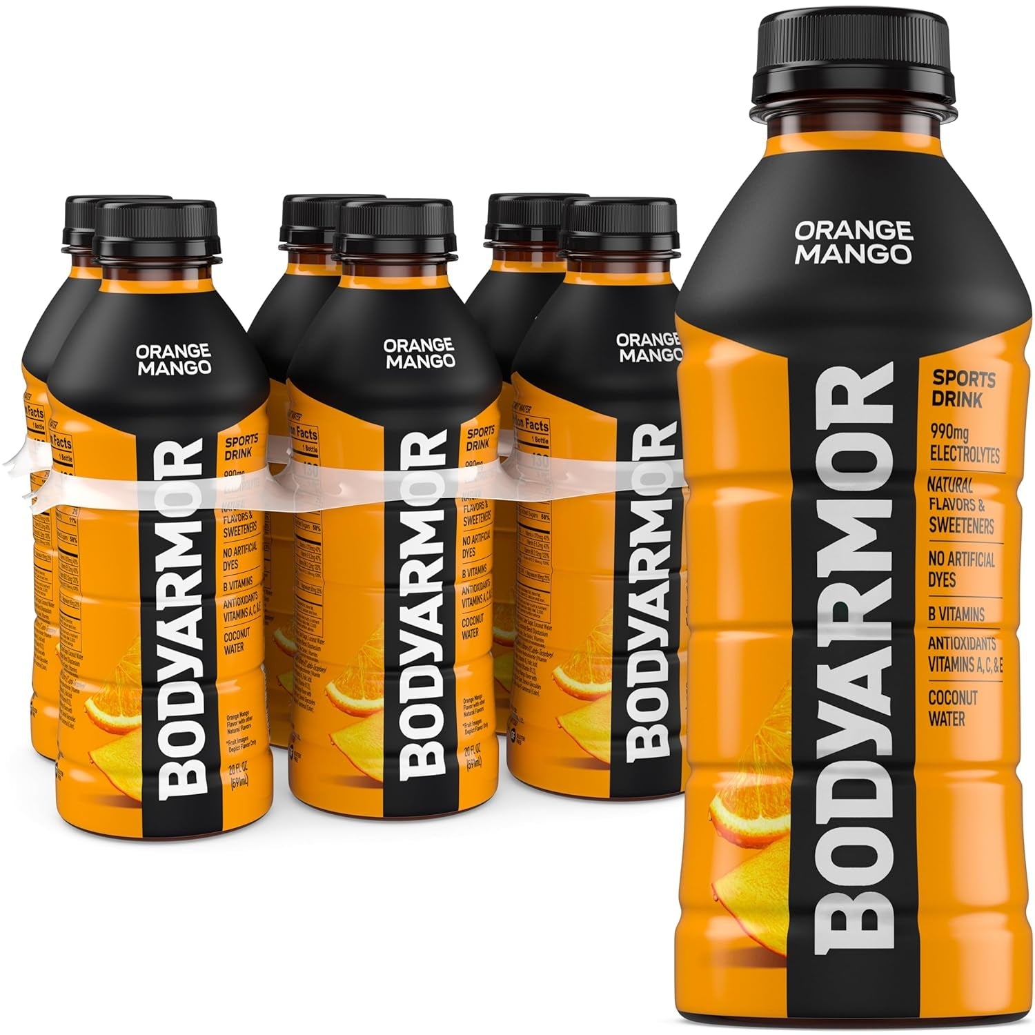 Sports Drink Sports Beverage, Orange Mango, Coconut Water Hydration, Natural Flavors with Vitamins, Potassium-Packed Electrolytes, Perfect for Athletes, 20 Fl Oz (Pack of 6)