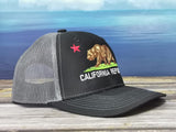 California State Bear Flag Trucker Hats for Women Men, Black Grey Embroidery Snapback Hat Cali Baseball Caps Dad Hat Unisex