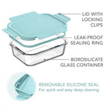 Bentgo 8-Piece Leak-Proof Glass Food Storage Set, Soft Aqua