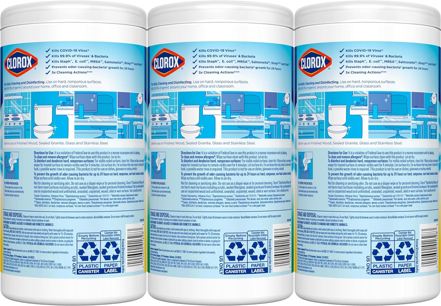 Disinfecting Wipes Value Pack, Household Essentials, 75 Count, Pack of 3 (Package May Vary)