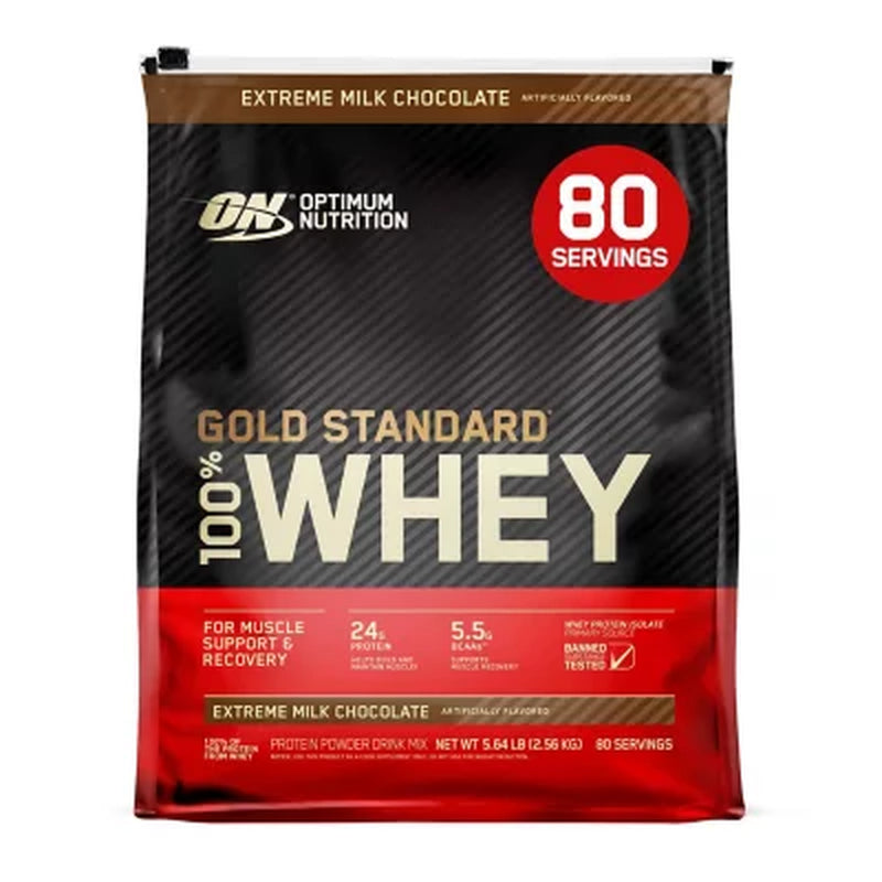 Optimum Nutrition, Gold Standard 100% Whey Protein Powder, Extreme Milk Chocolate, 5.64 Lbs.