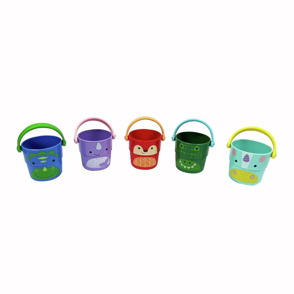 Baby Bath Toy Buckets, Zoo Stack & Pour Buckets, Pastel