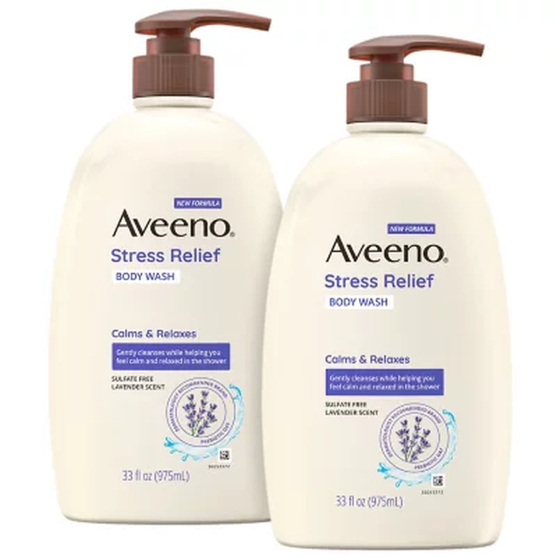 Aveeno Stress Relief Body Wash, 33 Fl. Oz., 2 Pk.