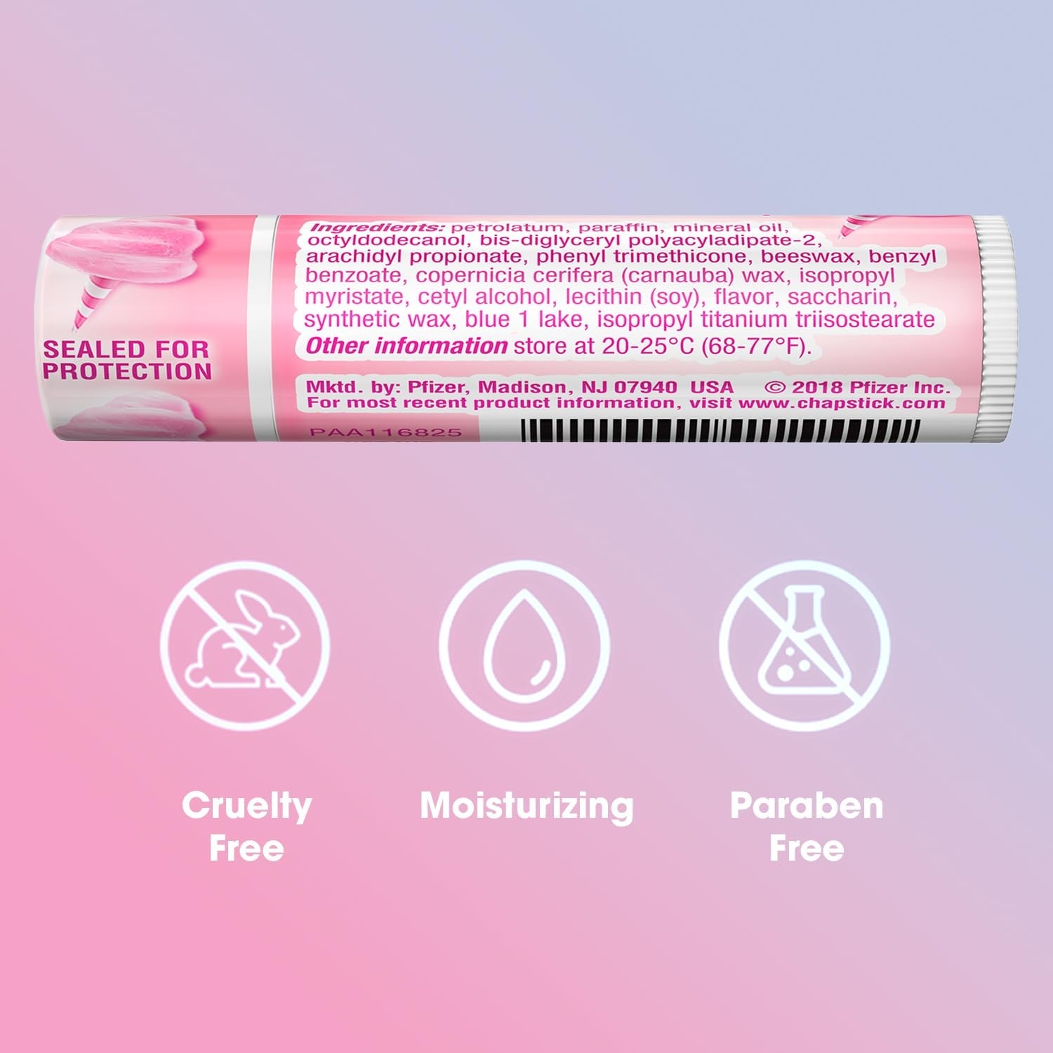 Lip Balm, Cotton Candy – Fun & Yummy Moisturizing Lip Care for Dry, Cracked Lips, 0.15 Oz Ea