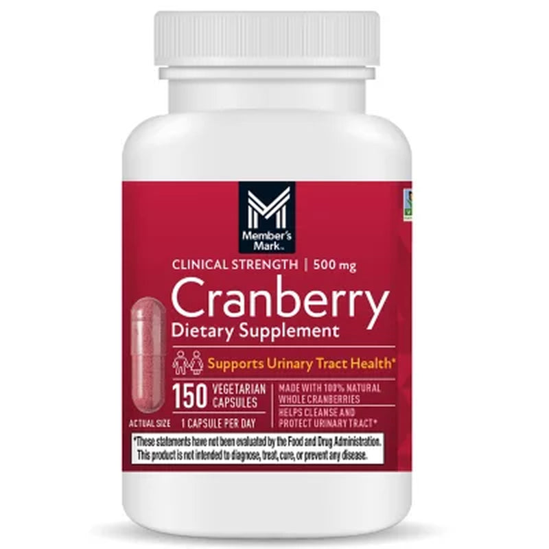 Member'S Mark Clinical Strength Cranberry Capsules, 500 Mg, 150 Ct.