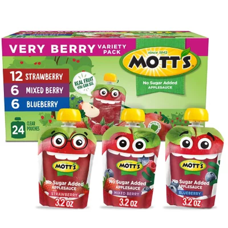 Mott'S Very Berry Applesauce Variety Pack, 3.2 Oz., 24 Pk.