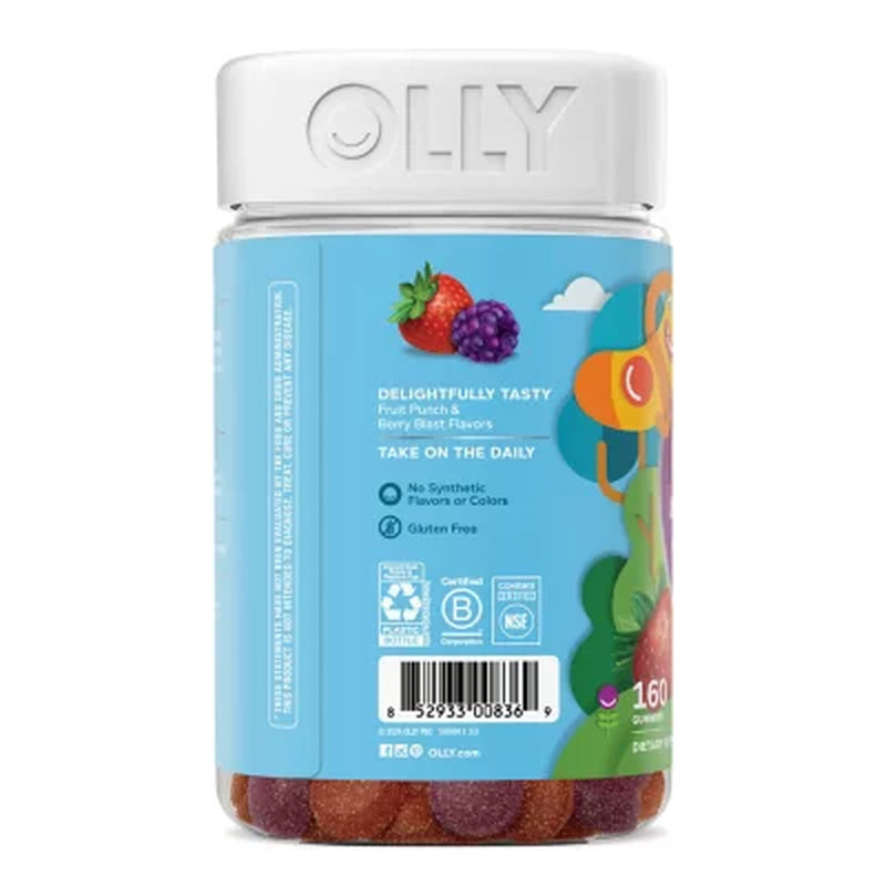 OLLY Kids Multivitamin + Probiotic Gummy, Berry, 160 Ct.