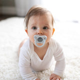 Happypaci 100% Silicone Baby Pacifier, Contoured One-Piece Design, White, Blue, Light Blue, 0-6M, Bpa-Free, 3 Pack