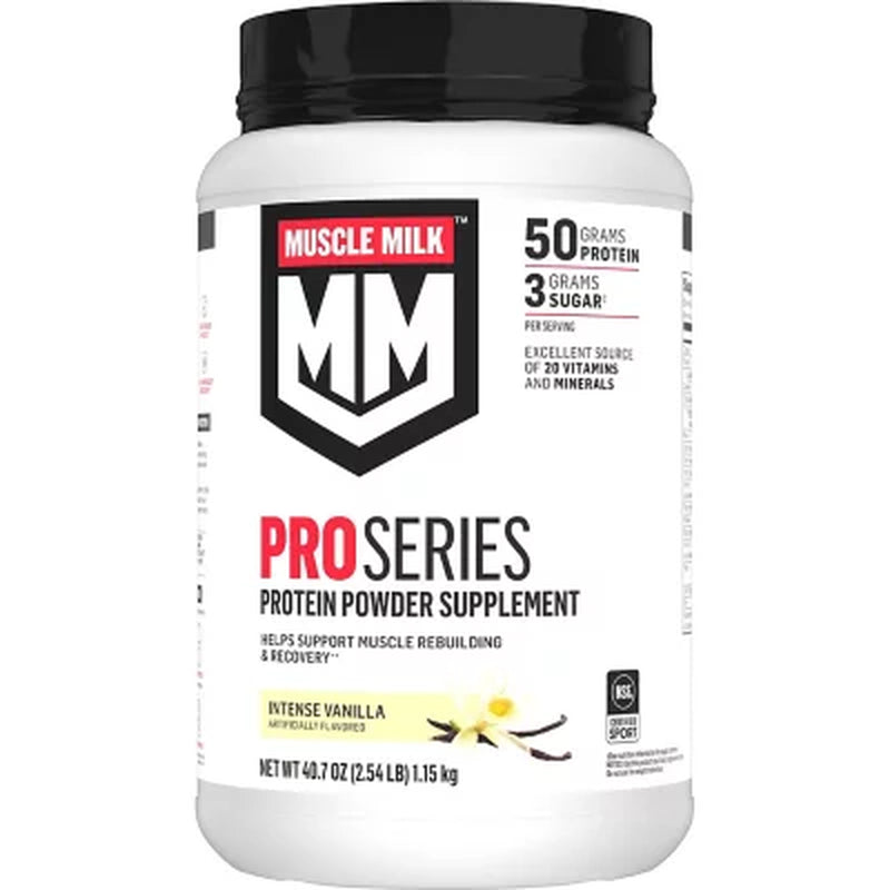 Muscle Milk Pro Series 50G Whey Protein Powder, Intense Vanilla 2.54 Lbs.