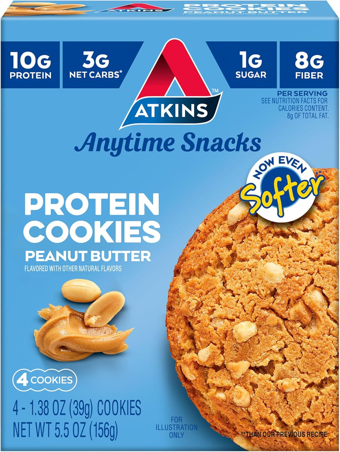 Peanut Butter Protein Cookie, Protein Dessert, Rich in Fiber, 3G Net Carb, 1G Sugar, Keto Friendly, 4 Count