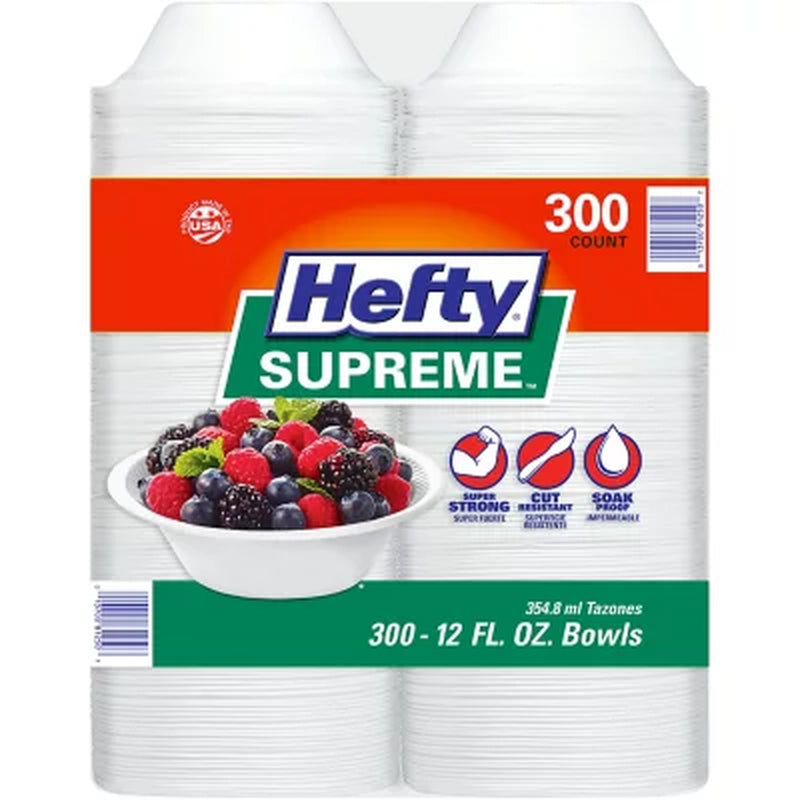 Hefty Supreme Heavyweight Foam Bowls, 12 Oz., 300 Ct.