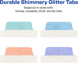 Margin Ultra Tabs, 2.5" X 1", Pastel Sparkle Shimmer Designs, 16 Repositionable Page Tabs (74150)