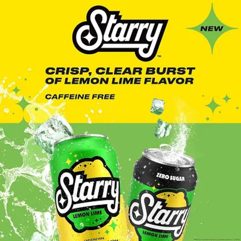 Starry Zero Sugar Lemon Lime Soda Mini Cans, 7.5 Fl Oz., 30 Pk.