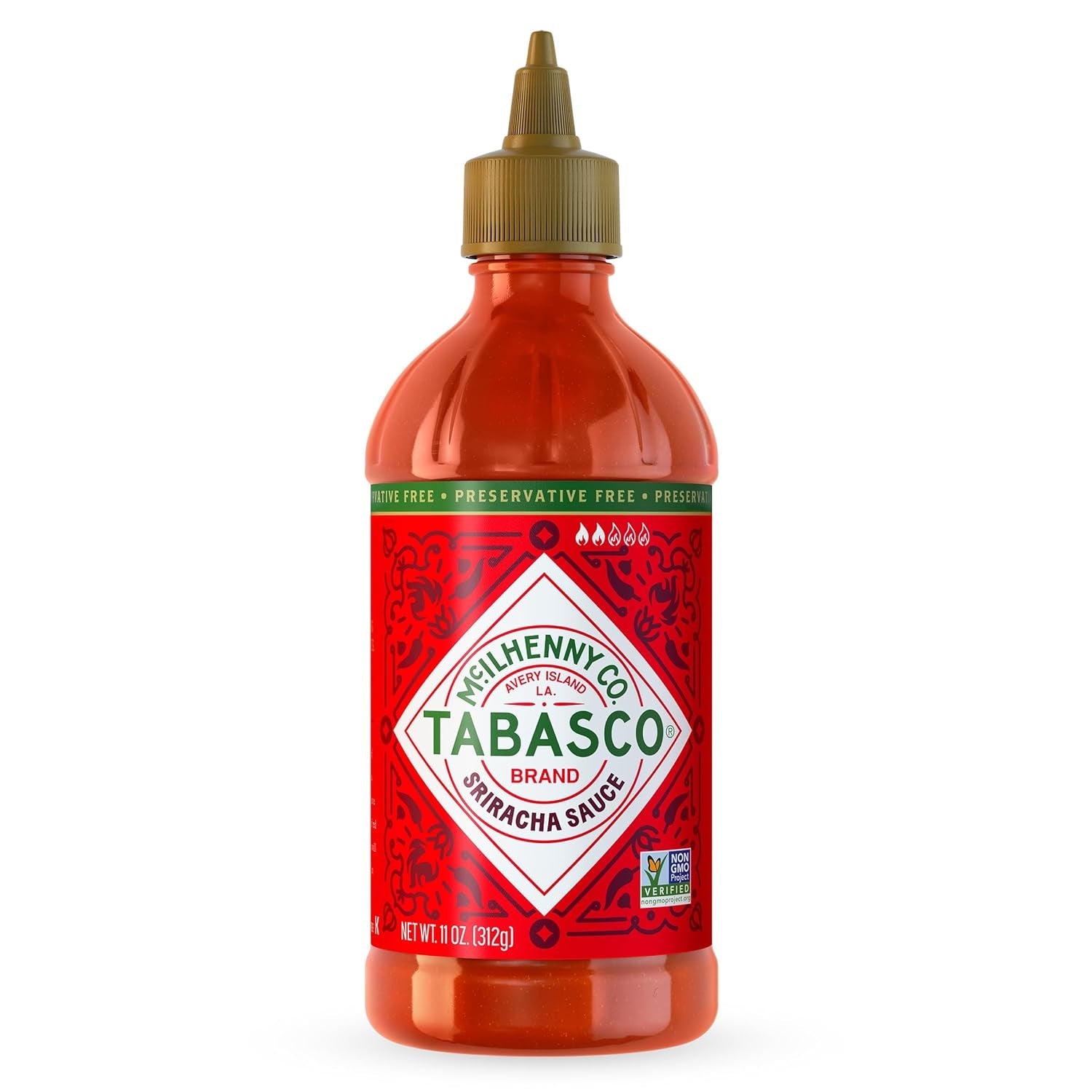 Brand Sriracha Sauce, Medium Hot Sauce, Easy-To-Squeeze Bottle, Thai-Style with Louisiana Twist, Rich & Bold Flavor, Great on Stir-Fry, Teriyaki, & More, 11 Oz (Pack of 1)