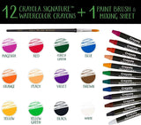 Signature Premium Watercolor Crayon Sticks & Paintbrush, 12 Count, Gift