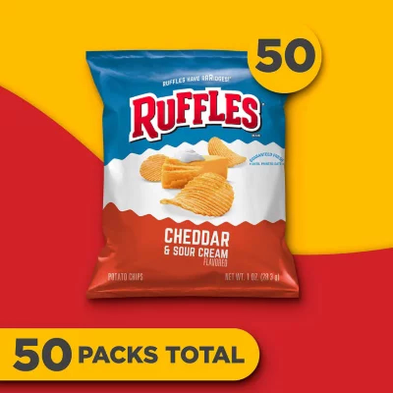 Ruffles Cheddar & Sour Cream Potato Chips, 1 Oz., 50 Pk.