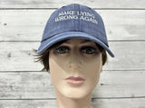 Embroidered Make Lying Wrong Again Hats for Women & Men, Navy Blue Adjustable Baseball Cap Snap Back Cotton Embroidery Dad Hat