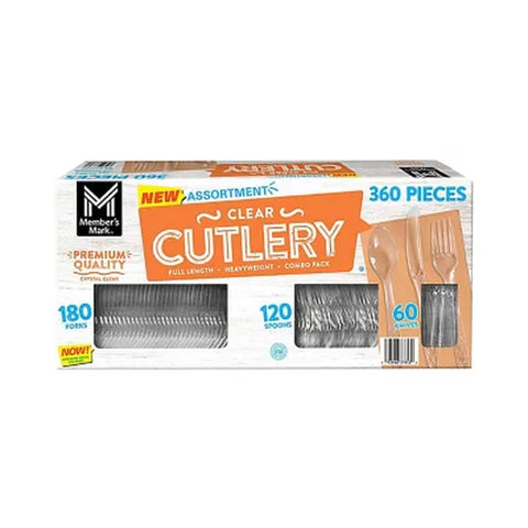 Member'S Mark Clear Cutlery Combo Pack, Forks, Knives, Spoons 360 Ct.
