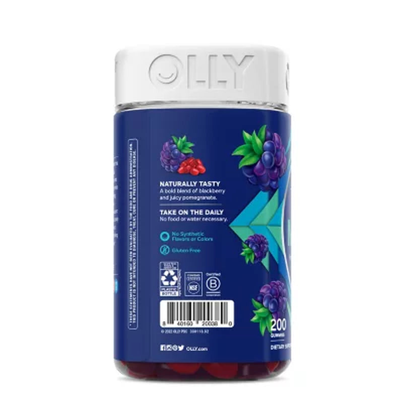 OLLY Men'S Multivitamin Gummy, Blackberry, 200 Ct.