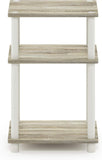 Just 3-Tier Turn-N-Tube End Table / Side Table / Night Stand / Bedside Table with Plastic Poles, 1-Pack, Sonoma Oak/White