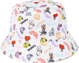 BT21 LINE Friends Bucket Hat, Graffiti Style Reversible Packable Travel Hat, Wide Brim Summer Hat, Multi, One Size