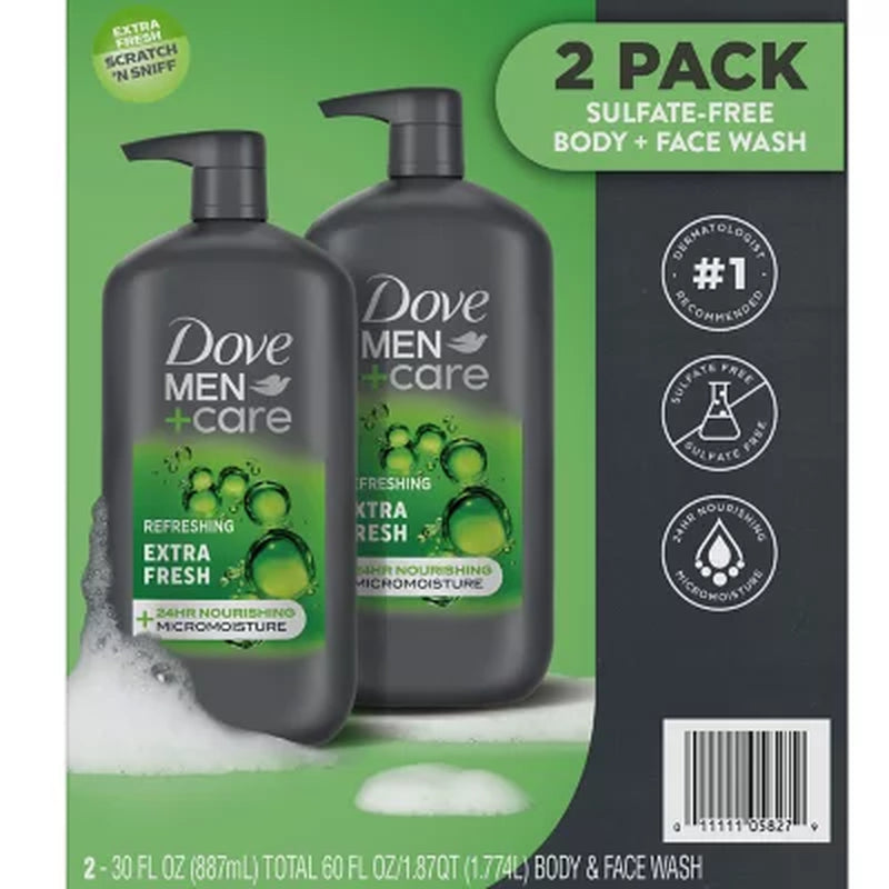 Dove Men+Care Extra Fresh Body Wash, 30 Fl. Oz., 2 Pk.