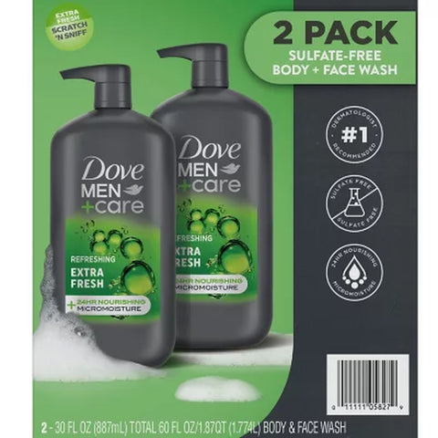 Dove Men+Care Extra Fresh Body Wash, 30 Fl. Oz., 2 Pk.