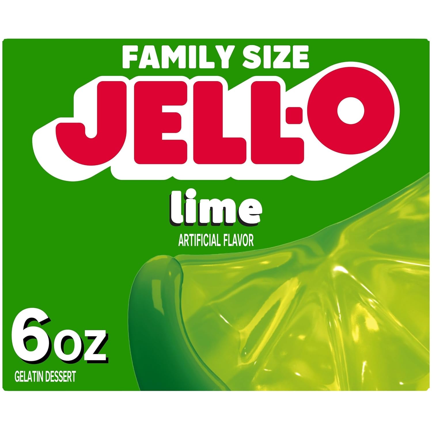 Lime Artificially Flavored Gelatin Dessert Mix, Family Size, 6 Oz Box