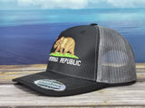 California State Bear Flag Trucker Hats for Women Men, Black Grey Embroidery Snapback Hat Cali Baseball Caps Dad Hat Unisex