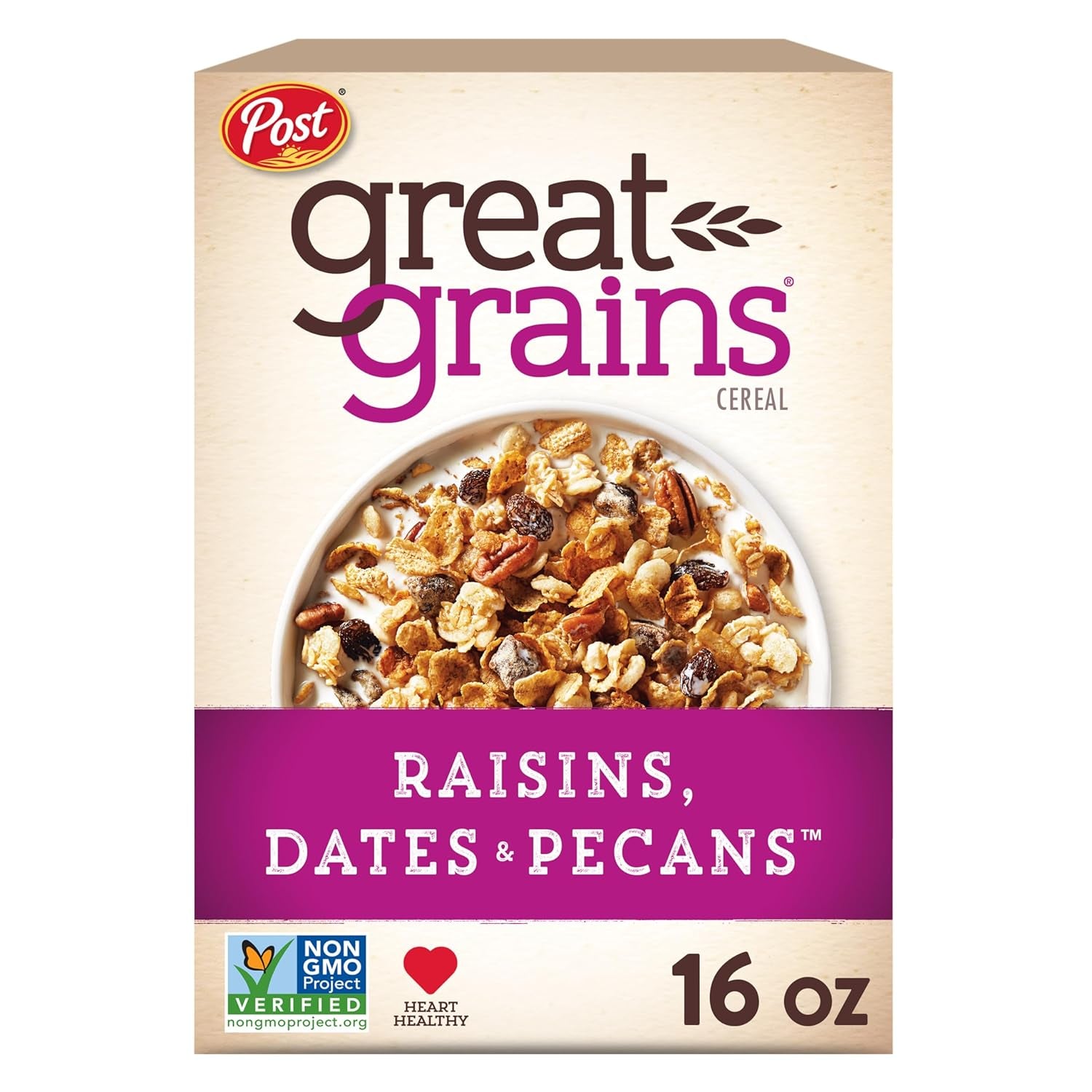 Raisins Dates and Pecans Breakfast Cereal, Raisin Cereal with Sweet Dates and Granola Clusters, Non-Gmo Project Verified, 16 OZ Box