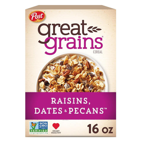 Raisins Dates and Pecans Breakfast Cereal, Raisin Cereal with Sweet Dates and Granola Clusters, Non-Gmo Project Verified, 16 OZ Box