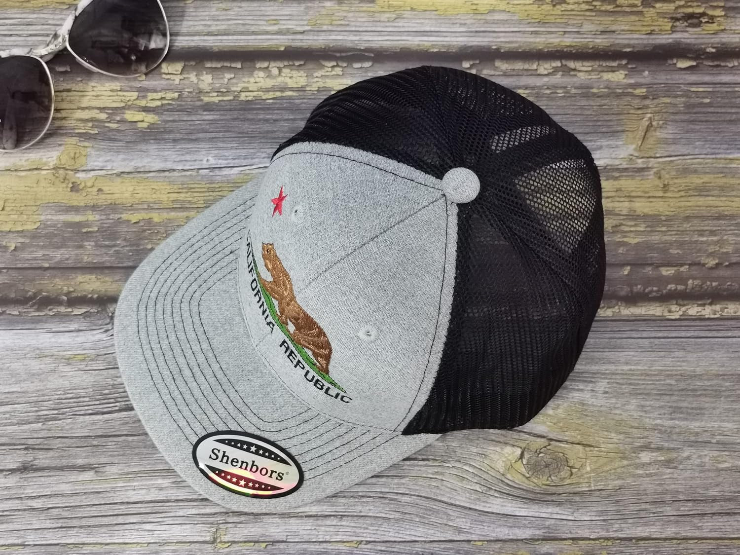 California Republic Bear Trucker Hat for Men & Women, Embroidered Cali Flag Baseball Cap, Embroidery Snapback Cotton Dad Hat