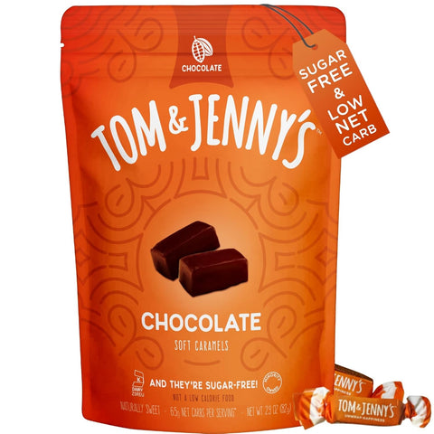 Sugar Free Candy Soft Caramels Individually Wrapped - Sea Salt & Vanilla - Low Net Carb Zero Sugar Candy with Xylitol & Maltitol (Chocolate Caramel) Keto Candy 1 Pack