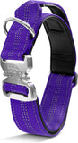 '- Tactical Dog Collar Ultra-Soft Neoprene Padded Dog Collars for Medium, Large, XL Dogs | Heavy Duty Metal Buckle | Padded Handle for Dog Training (Large, Purple)