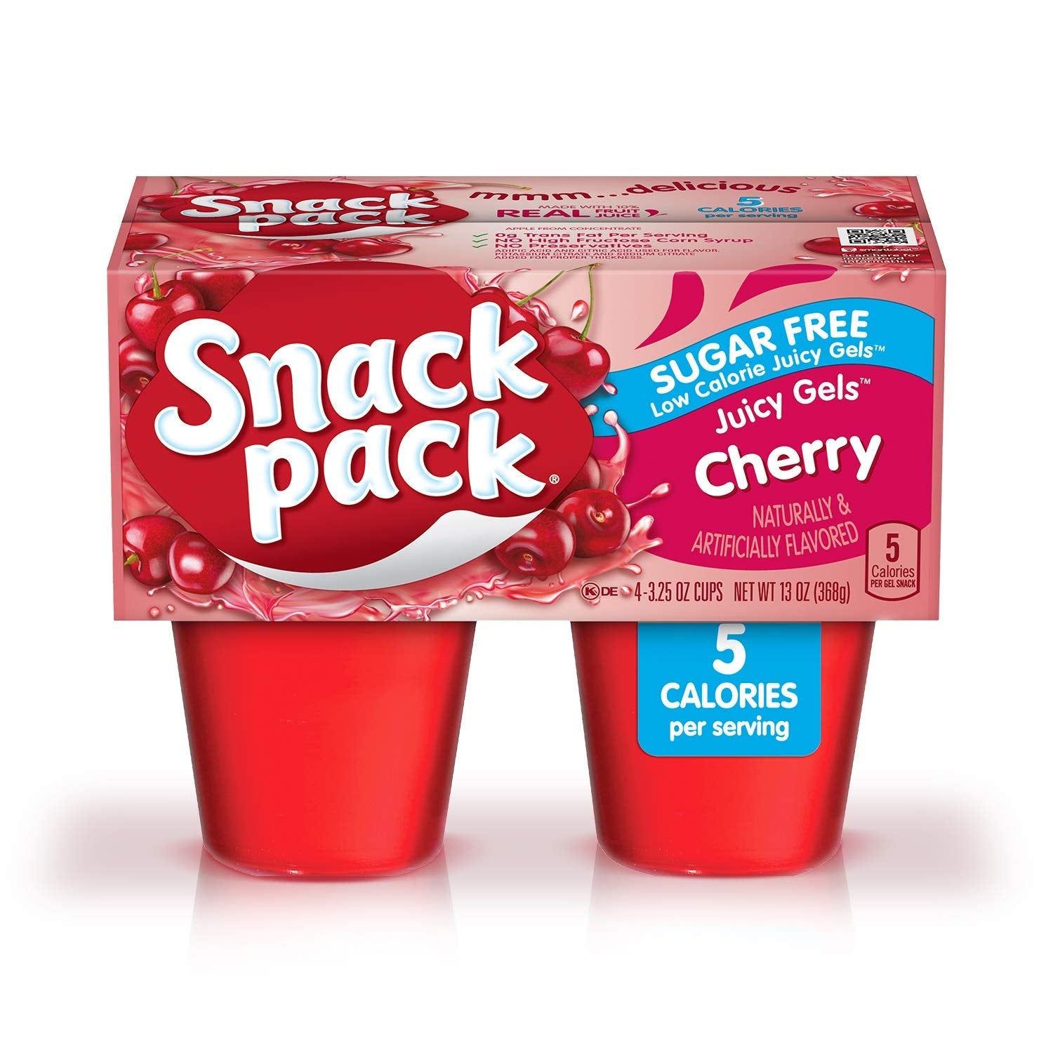 Sugar Free Cherry Flavored Juicy Gels, 4 Count Snack Cups