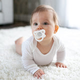 Happypaci 100% Silicone Baby Pacifier, Contoured One-Piece Design, White, Blue, Light Blue, 0-6M, Bpa-Free, 3 Pack