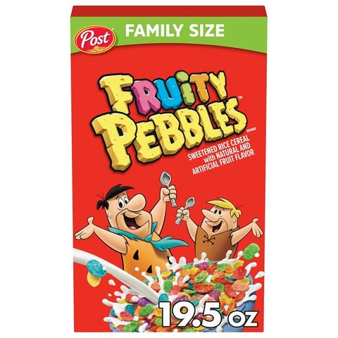 Post  Cereal, Fruity Kids Cereal, Gluten Free Rice Cereal for Kids, 19.5 OZ Family Size Cereal Box