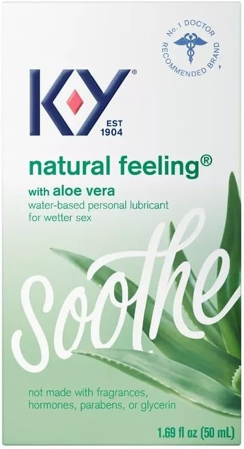 Natural Feeling Lube with Aloe Vera, Personal Lubricant, Water-Based Formula, Safe to Use with Silicone Toys and Condoms, for Men, Women and Couples, 1.69 FL OZ
