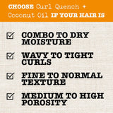 Curl Quench + Coconut Oil Curl-Defining Anti-Frizz Conditioner to Hydrate and Detangle Tight Curly Hair, Softening Conditioner, Vegan, Silicone & Paraben-Free, 13 Fl Oz (Pack of 2)